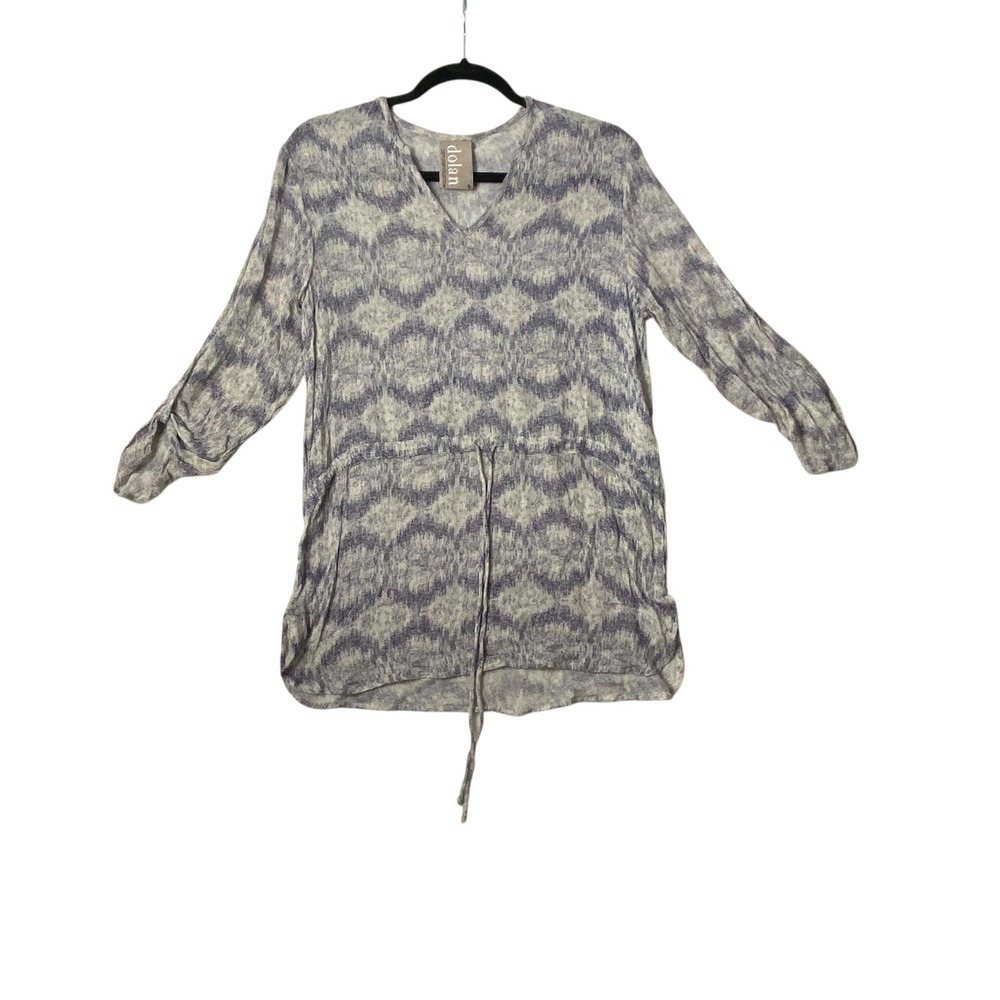 Anthro Dolan Left Coast Collection Blue Ikat Drawstring Tunic Top Women Medium‎